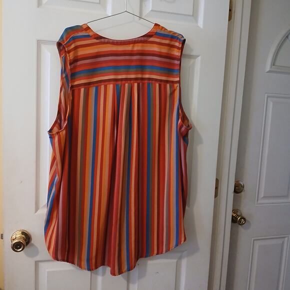 Torrid Plus 5X Rainbow Women Striped Sleeveless V-Neck Blouse Tunic Top Summer - Picture 3 of 12